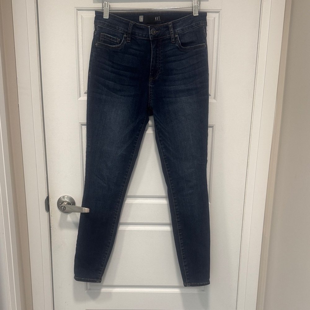 Kut from the Kloth Donna High Rise Ankle Skinny jeans-blue wash- Size 2